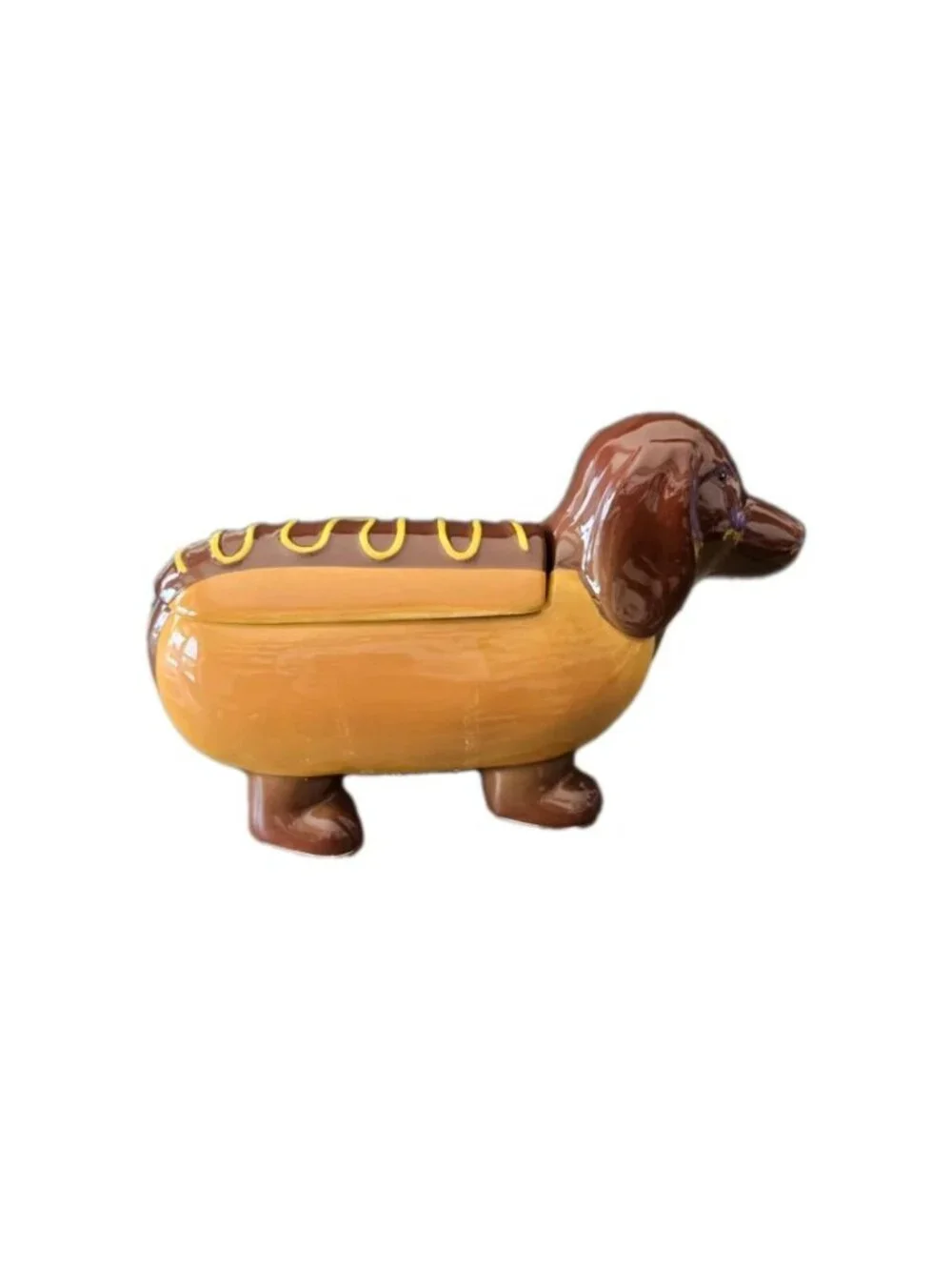 New Dachshund Hot Dog Ceramic Cookie Jar Kitchen Storage Room Decor